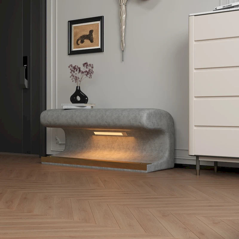Entryway Bench Leather Ottoman