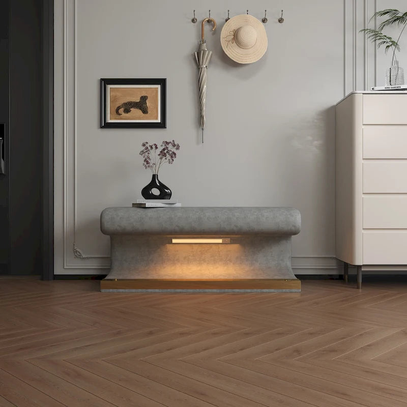 Entryway Bench Leather Ottoman